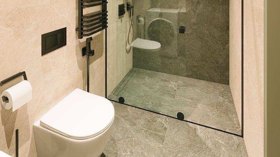 Vannas istaba ar Hansgrohe santehniku un ieejas dušu